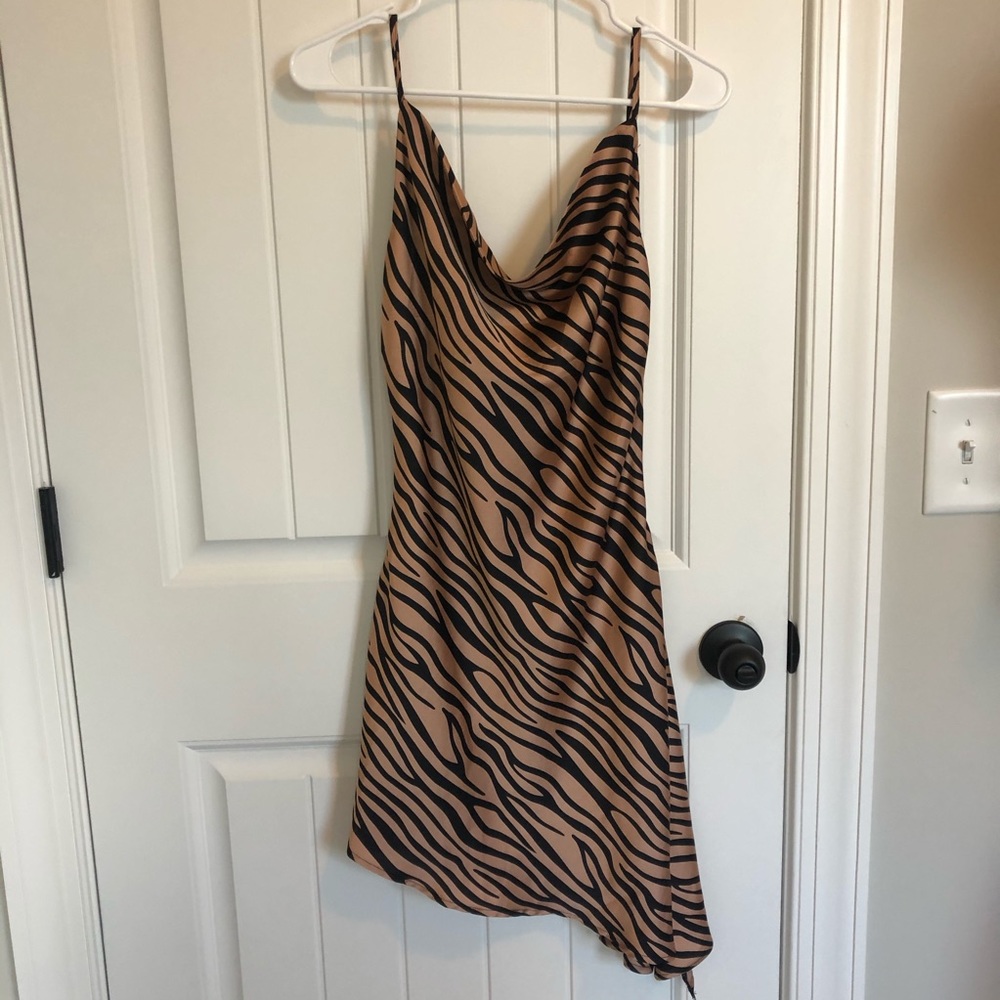 Swoop neck asymmetrical dress